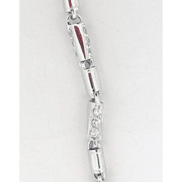 Vintage Estate 925 Sterling Silver CZ Barrel Link Bracelet Unisex 8.5” 19.5g - Picture 3 of 9